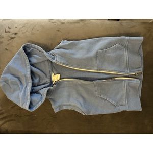 5/$10 H&M Hooded blue sweater vest zip up 1-2T